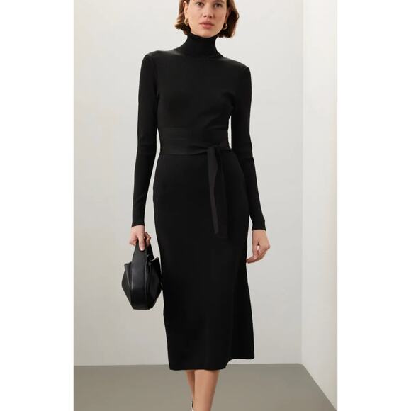 Toccin‎ x RTR Dress Womens Medium Black Knit Sweater Racer Midi Cutout Back - Picture 1 of 13